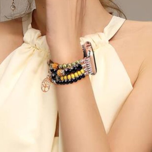 NEW Beaded Apple Watch Band with Charm - Picture 3 of 6